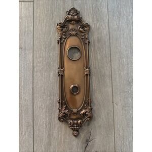 Antique Victorian‎ Cast Bronze DOORKNOB KEYHOLE BACKPLATE 12.5" Made In India